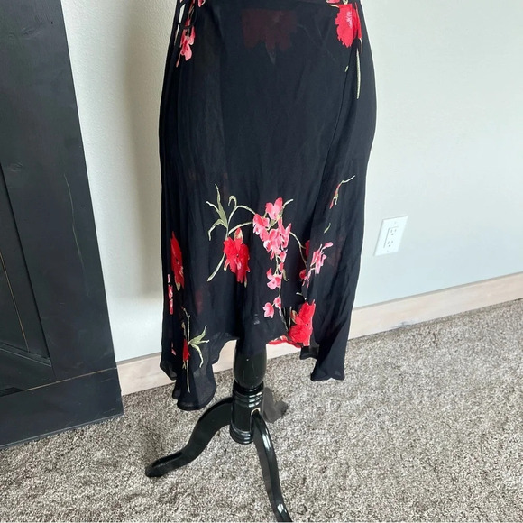 Reformation Mattie Wrap Dress Floral Hibiscus Print Black Boho Women’s XS - Picture 4 of 10